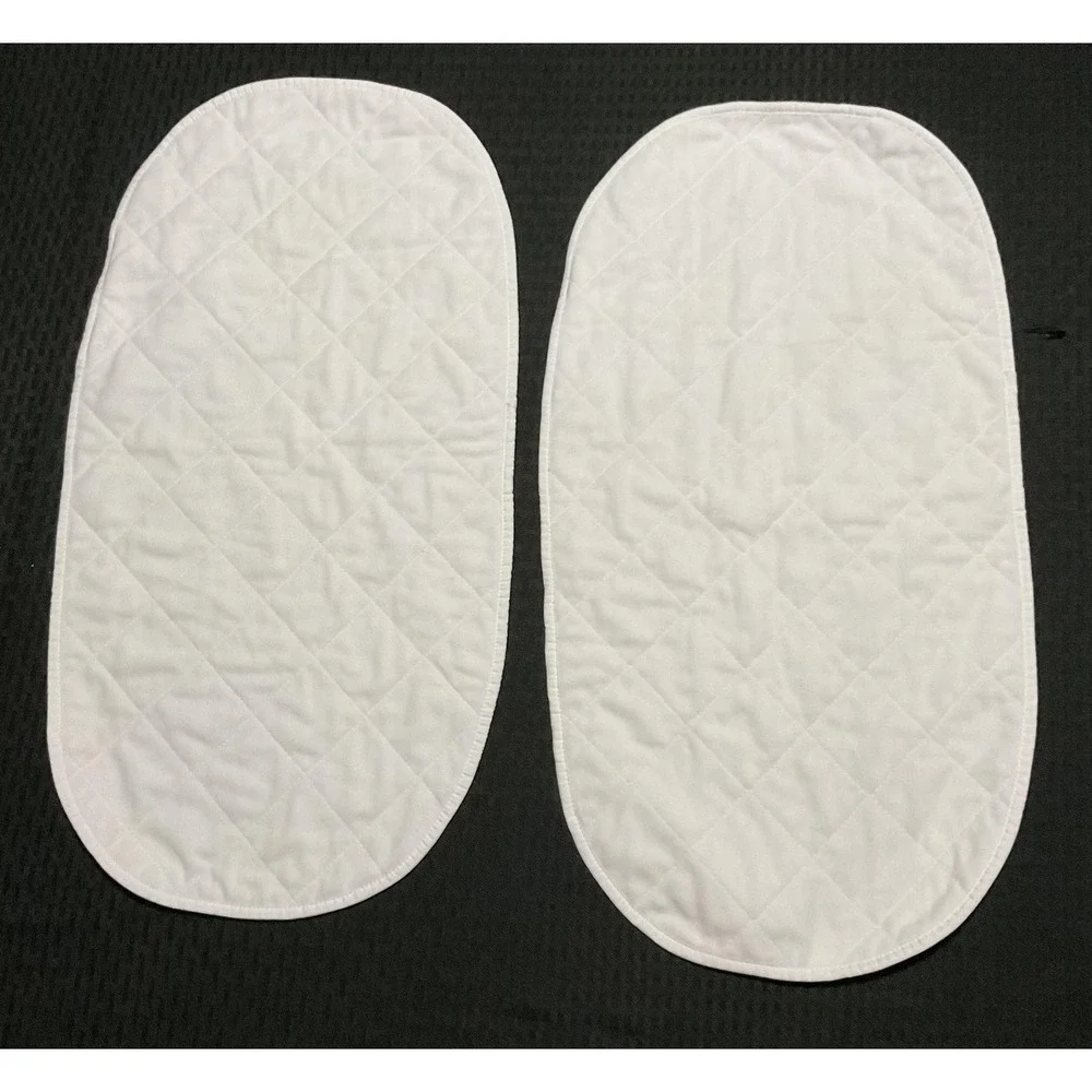 Quilted Waterproof Crib Mattress Pad White Cotton Blend With Oval 5pc Liners Set